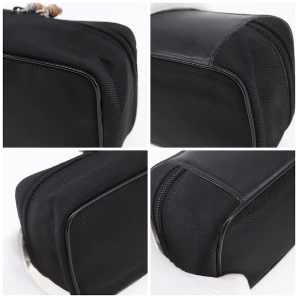 GUCCI Bamboo Vanity Hand Bag Nylon Black Silver Auth - Picture 16 of 16